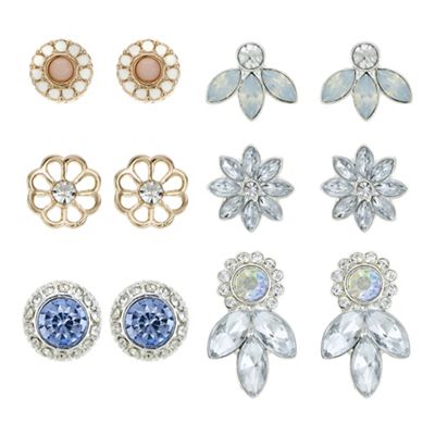 Multi tone floral earring set
